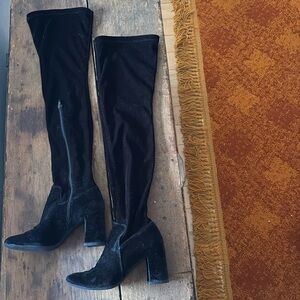 Jeffrey Campbell Black Velvet Knee High Boot